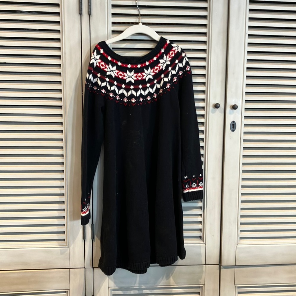 Hanna Anderson black white and red size eight girls sweater dress